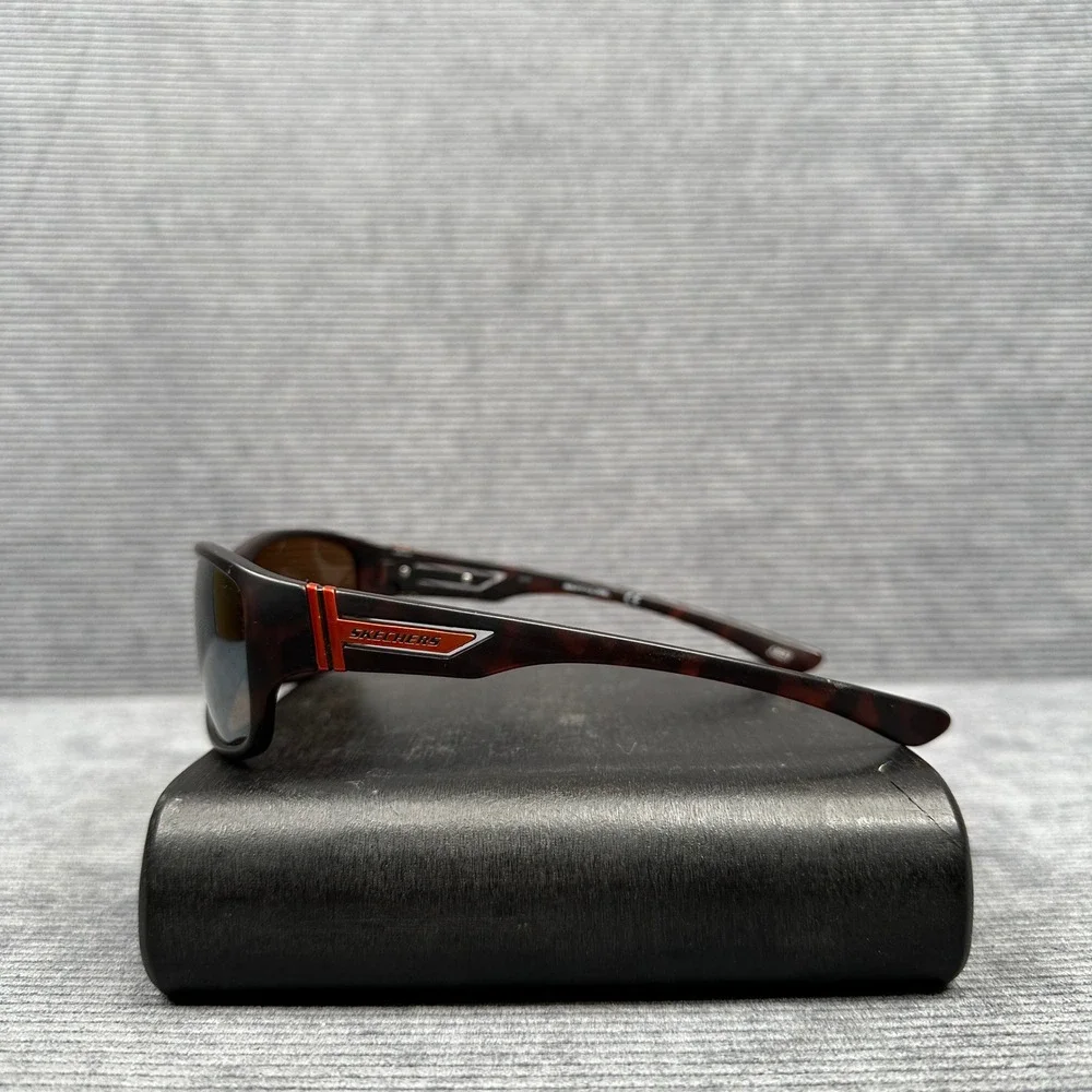 Skechers SE5085 TOR-1P Polarized Y2K Sunglasses Tortoise Orange Rectangular Wrap